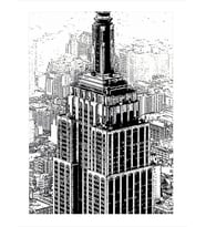 Kara Kalem Empire State Binası Hediyelik Ahşap Tablo