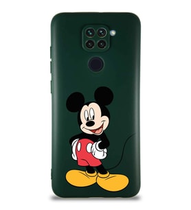 Xiaomi Redmi Note 9 Soft Premier Kapak Mickey Mouse-E Tasarımlı Silikon Kılıf - Yeşil (Şeffaf)