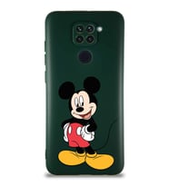 Xiaomi Redmi Note 9 Soft Premier Kapak Mickey Mouse-E Tasarımlı Silikon Kılıf - Yeşil (Şeffaf)