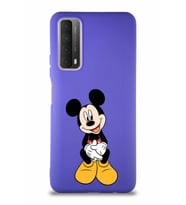 Huawei P Smart 2021 Soft Premier Kapak Mickey Mouse-A Tasarımlı Silikon Kılıf - Mor (Şeffaf)