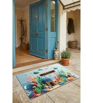 Valerine Life Kapı Önü Paspası 45x70cm Kaymaz Taban Dekoratif iç Dış Mekan Akvaryum City