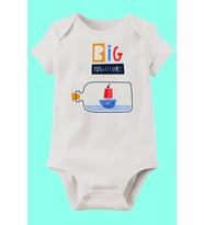 Unisex Bebek Beyaz Big Adventure Organik Baskılı Pamuklu Body