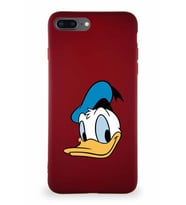 Apple iPhone 8 Plus Soft Premier Kapak Donald Duck-B Tasarımlı Silikon Kılıf - Mürdüm (Şeffaf)