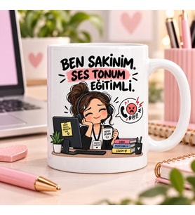 Ben Sakinim Ses Tonum Eğitimli Esprili Müşteri Hizmetleri Baskılı Kupa