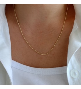 Lente Aksesuar Gold İnce Top Zincir Kolye - 14K Altın Kaplama Minimal Seri Kadın Kolye