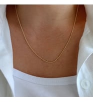 Lente Aksesuar Gold İnce Top Zincir Kolye - 14K Altın Kaplama Minimal Seri Kadın Kolye
