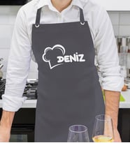 BK Gift Kişiye Özel İsimli Chef Tasarımlı Profesyonel Antrasit Mutfak Önlüğü, Aşçı Önlüğü, Şef Önlüğü, Arkadaşa Hediye-2