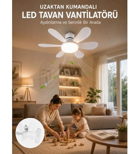 Tavan Vantilatörü Sessiz Motorlu Uzaktan Kumandalı LED Aydınlatma Güçlü Serinletme