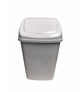 Polytime Sallanır Kapak Ofis Banyo Mutfak Bahçe Çöp Kutusu Kovası / 35 Litre / Beyaz / 57x38x30 Cm.
