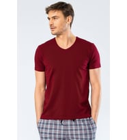 Cacharel Erkek V Yaka Likralı T-shirt Bordo