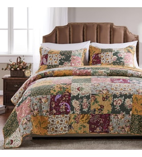 Home Patchwork Nevresim Takımı,%100 Pamuk, Patchwork Tasarımı, Çift Kişilik Yatak, XL, Çok Renkli