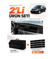 RENAULT SYMBOL AİRBAGSİZ (2008-2011) Uyumlu Torpido Örtüsü + Tay Tüyü Bagaj Çantası Seti - Siyah