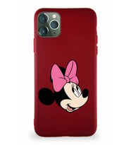 Apple iPhone 11 Pro Max Soft Premier Kapak Minnie Mouse-A Tasarımlı Silikon Kılıf - Mürdüm (Şeffaf)