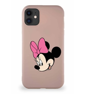 Apple iPhone 11 Soft Premier Kapak Minnie Mouse-B Tasarımlı Silikon Kılıf - Pudra (Şeffaf)
