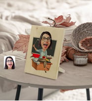BK Gift Kişiye Özel Kadın Öğretmen Karikatürlü Dekoratif Ahşap Çerçeve Model 2