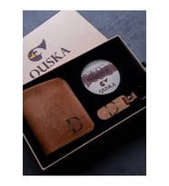 Kişiye Özel İsimli El Yapımı Hakiki Deri Taba Cüzdan+Anahtarlık Hediyelik Set- Grain Minimal