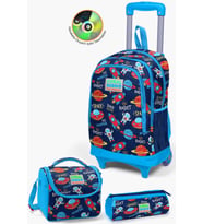 Coral High Kids Lacivert Mavi Uzay Desenli Çekçekli 3'lü Çanta Seti SET0123376
