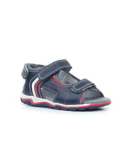 Rakerplus Hakiki Deri Beyaz Lacivert Cırtlı Erkek Çocuk Sandalet