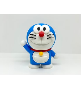 Doraemon Figürü - 3D Yazıcı Tasarım El Sallayan Doraemon Biblosu - Anime Karakter Dekorasyonu