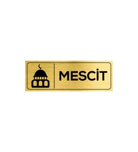 Mescit Kapı Yazısı 23cm X 8cm Metal Kapı Isimliği Gold