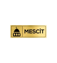 Mescit Kapı Yazısı 23cm X 8cm Metal Kapı Isimliği Gold