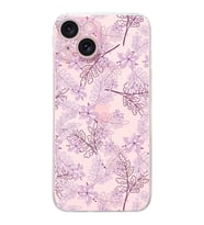 PrintiFy Apple iPhone 15 Uyumlu Kamera Korumalı Floral Pudra Tasarımlı Şeffaf Silikon Kılıf