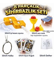 8’li Sihirbazlık Seti (Kibrit, Defter, Halka, Kupa, İp, 3’lü Kart)
