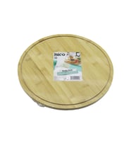 YUVARLAK DÖNER TABLALI AHŞAP BAMBU SUNUM TEPSİSİ TAHTASI =29.7CM - MİNİ SOFRA KANALLI KENAR (5680)