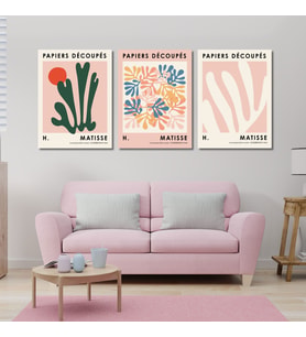 3'lü Kanvas Duvar Tablosu Papiers Henri Matisse Tasarımı