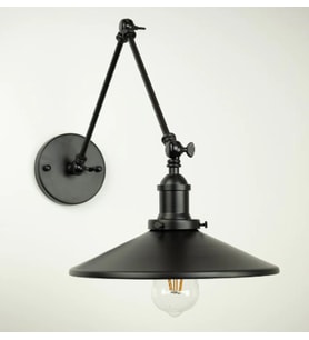 RİOLİGHT VİNTAGE,RETRO,RUSTİK 1XE27 SİYAH ÜÇ MAFSALLI AKROBAT METAL DUVAR APLİK ŞAPKA ÇAPI:23CM
