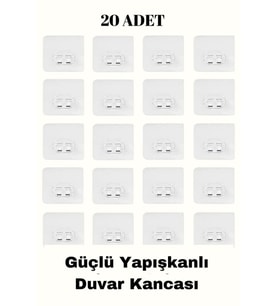 Kendinden Yapışkanlı Kancalar Köşe Rafı Banyo Duş Rafı Kancası 20 ADET