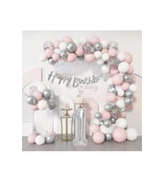 GÜMÜŞ LÜKS 1 YAŞ DOĞUM GÜNÜ BALON ZİNCİR SET