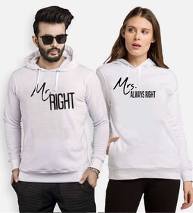 Tshirthane Mr.Right Mrs. Always Sevgili Kombinleri Kapüşonlu Kombini (Tek Ürün Fiyatıdır.)
