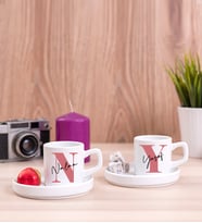 Kişiye Özel Baş Harfli Üzeri İsim Yazılı İkili Concept Kahve Fincan Takımı