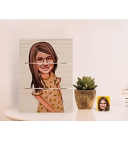 BK Gift Kişiye Özel Kız Çocuk Karikatürlü Otantik Masaüstü Ahşap Palet Çerçeve-8 (Beyaz)