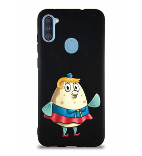 Samsung Galaxy A11 Soft Premier Kapak Bayan Puff Tasarımlı Silikon Kılıf - Siyah (Şeffaf)