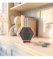 Sanatsal Hamsa desenli masaüstü dekoru, yaşam alanlarınızda modern bir atmosfer yaratan özel tasarım 10x10 cm, Kül Gri