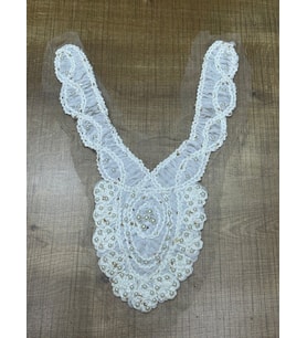 23X17 CM KABARTMA İNCİLİ BEYAZ YAKA DİKİŞ GİYİM AKSESUAR