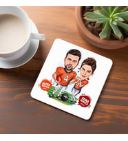 Kişiye Özel Beyzbol Çiftleri Karikatürlü Bardak Altlığı