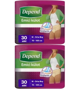 Depend Emici Külot Hasta Bezi Medium - Orta Kadın 60 Adet (2PK*30)
