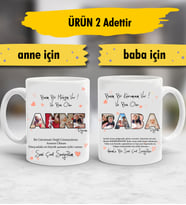 Baba Anne Yazılı Kupa Bardak
