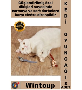 #KediOyuncağı Dayanıklı Kumaş Isırmaya Dirençli İnteraktif Avcı Seti Peluş Fare Kedi Oyuncağı 3 Adet