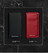Kişiye Özel Lüks Kutulu Telefonluklu Siyah & Kırmızı Unisex Cüzdan Bir Alana Bir Bedava Çelik Bileklik Seti LK134
