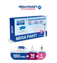 MEGA PAKET Burun Aspiratörü, 10 Adet Aspiratör Yedek Uç ve Burun Temizleme Şırıngası Enjektörü