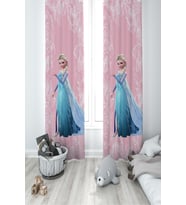 MEKTA HOME BEBEK VE ÇOCUK ODASI Motifli Elsa Desenli Pembe 2 Kanat Fon Perde