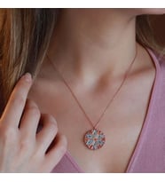 Apm Monaco Modeli Klasik Desen Zirkon Taşlı Rose Gold Gümüş Kolye