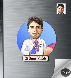 Kişiye Özel Doğum Doktoru Erkek Ahşap Magnet -3