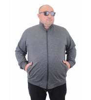 Starbattal Büyük Beden Basic Mevsimlik Fermuarlı Sweatshirt 22750 GRI MELANJ