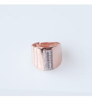 I Harfi Baget Taşlı Rose Gold Kaplama Gümüş Yüzük