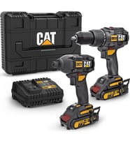 CAT DX12K 18Volt/2.0Ah Li-ion Çift Akülü Kömürsüz Profesyonel Darbeli Matkap+DX71 Kömürsüz Darbeli Tornavida Kombo Set